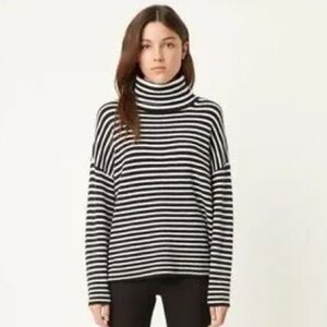 French Connection Microstripe Black and White Turtleneck